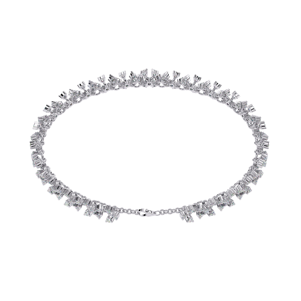 1.6 CTW Round Diamond Floral Tennis Bracelet in White Gold view 6 - Lunea Paris