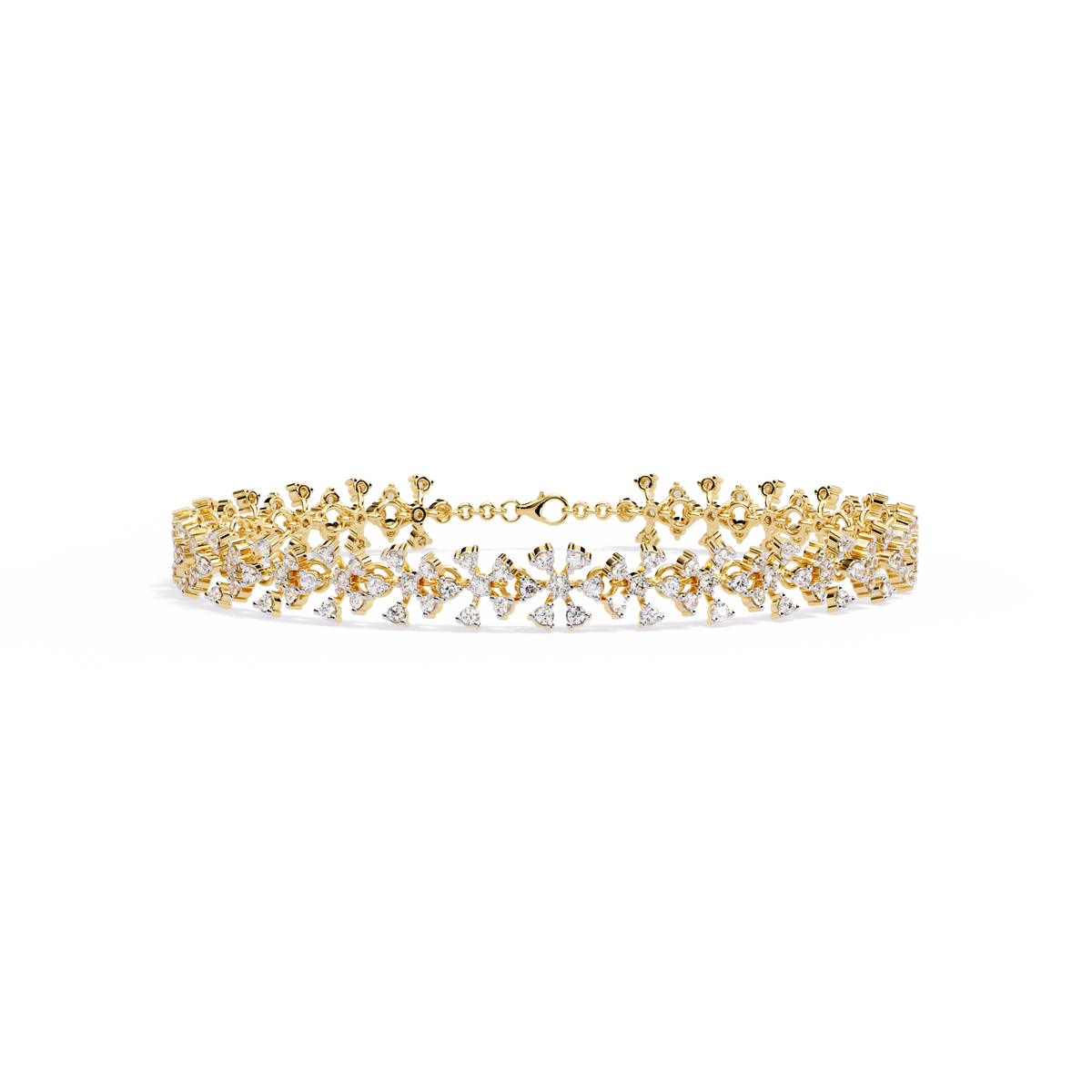 1.6 CTW Floral Lab-Grown Diamond Tennis Bracelet Yellow Gold view 11 – Lunéa Paris