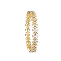 1.6 CTW Round Diamond Floral Tennis Bracelet in Yellow Gold view 14 - Lunea Paris