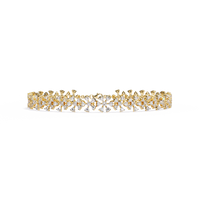 1.6 CTW Round Diamond Floral Tennis Bracelet in Yellow Gold view 3 - Lunea Paris