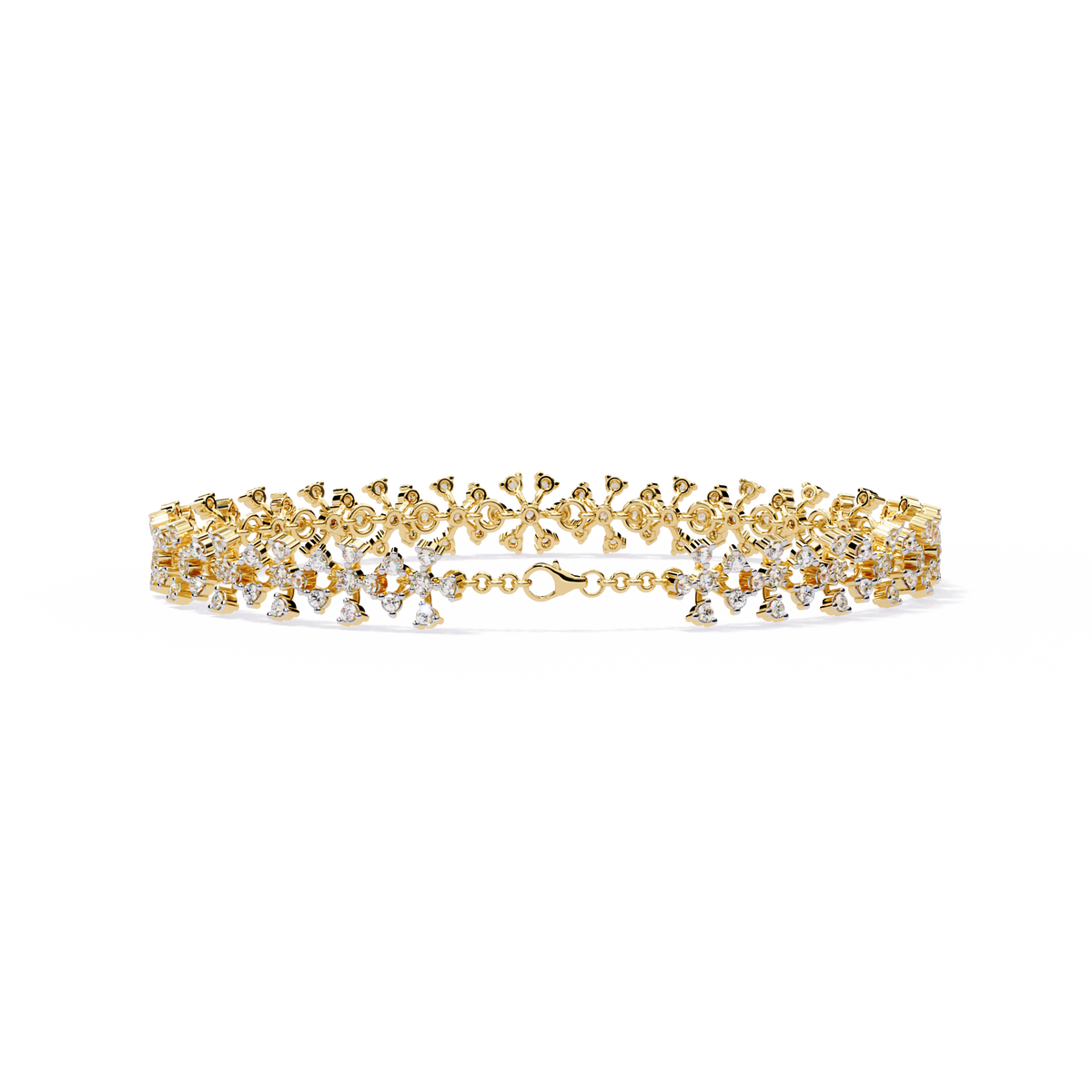 1.6 CTW Floral Lab-Grown Diamond Tennis Bracelet Yellow Gold view 5 – Lunéa Paris