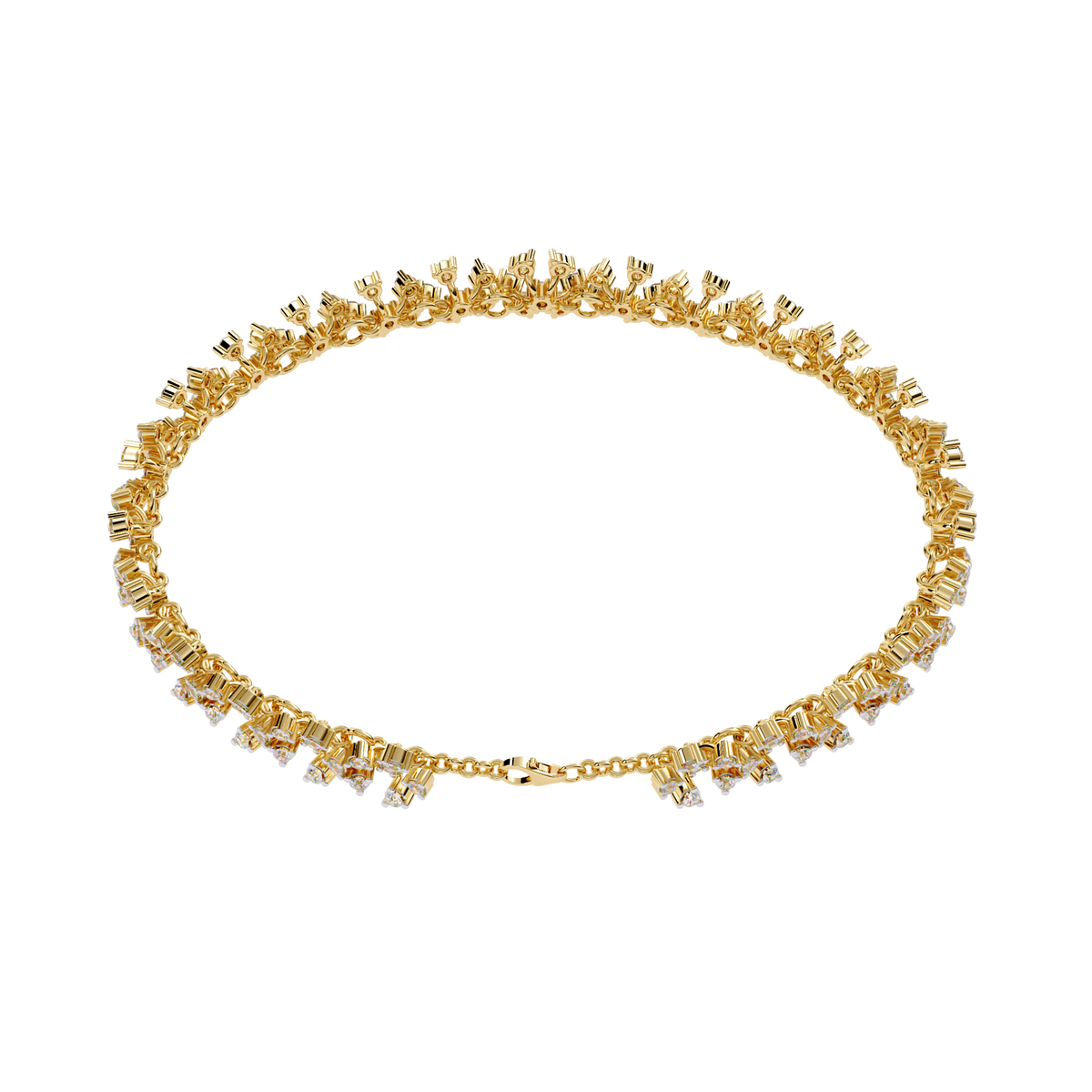 1.6 CTW Floral Lab-Grown Diamond Tennis Bracelet Yellow Gold view 7 – Lunéa Paris
