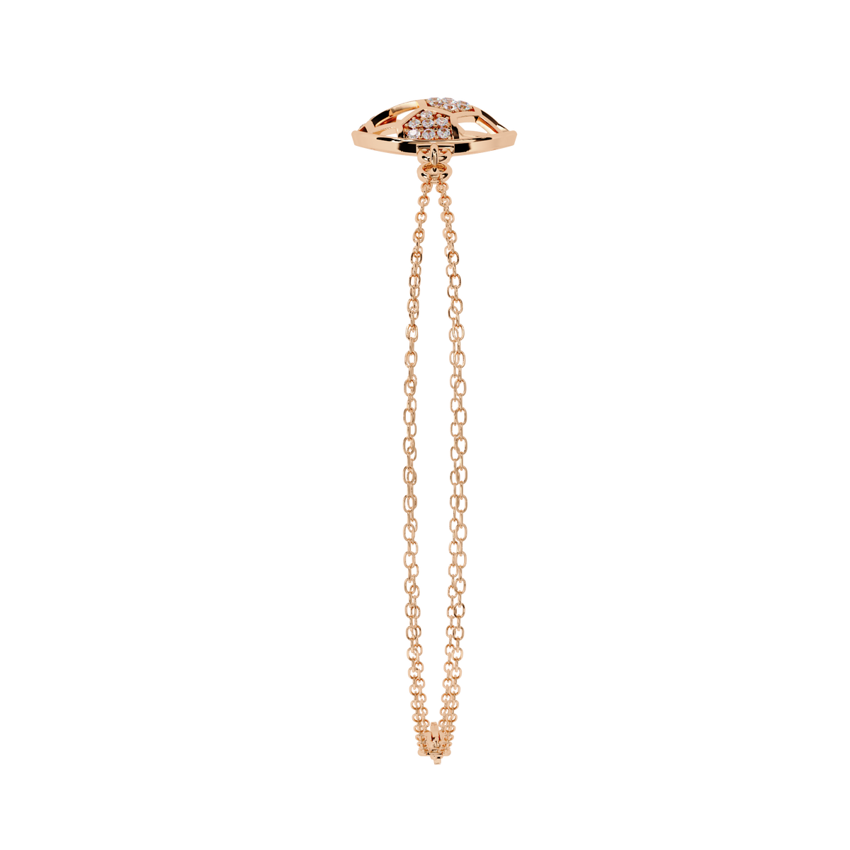 1.9 CTW round diamond circular geometric bracelet Rose Gold view 10 - Lunéa Paris