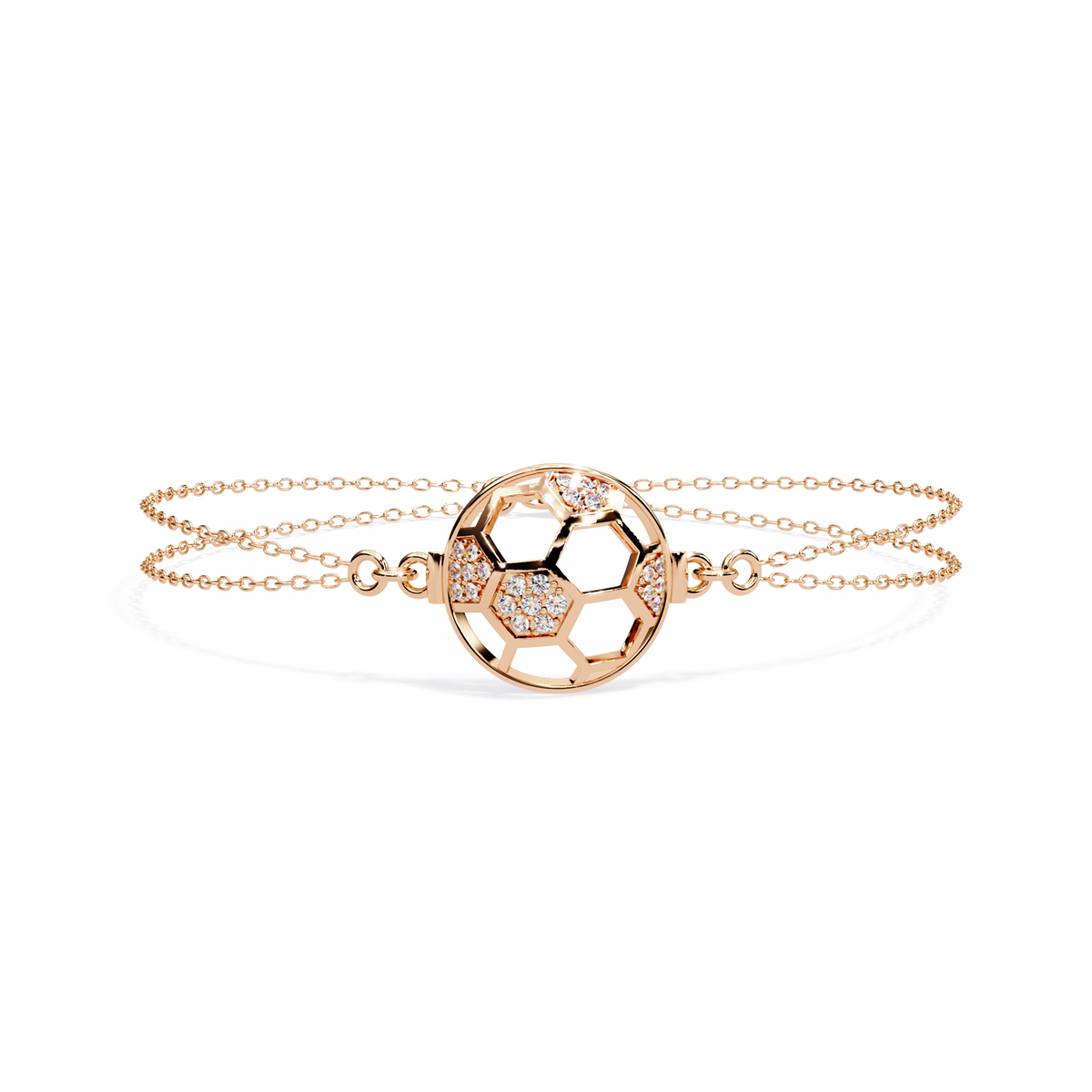 1.9 CTW round diamond circular geometric bracelet Rose Gold view 3 - Lunéa Paris