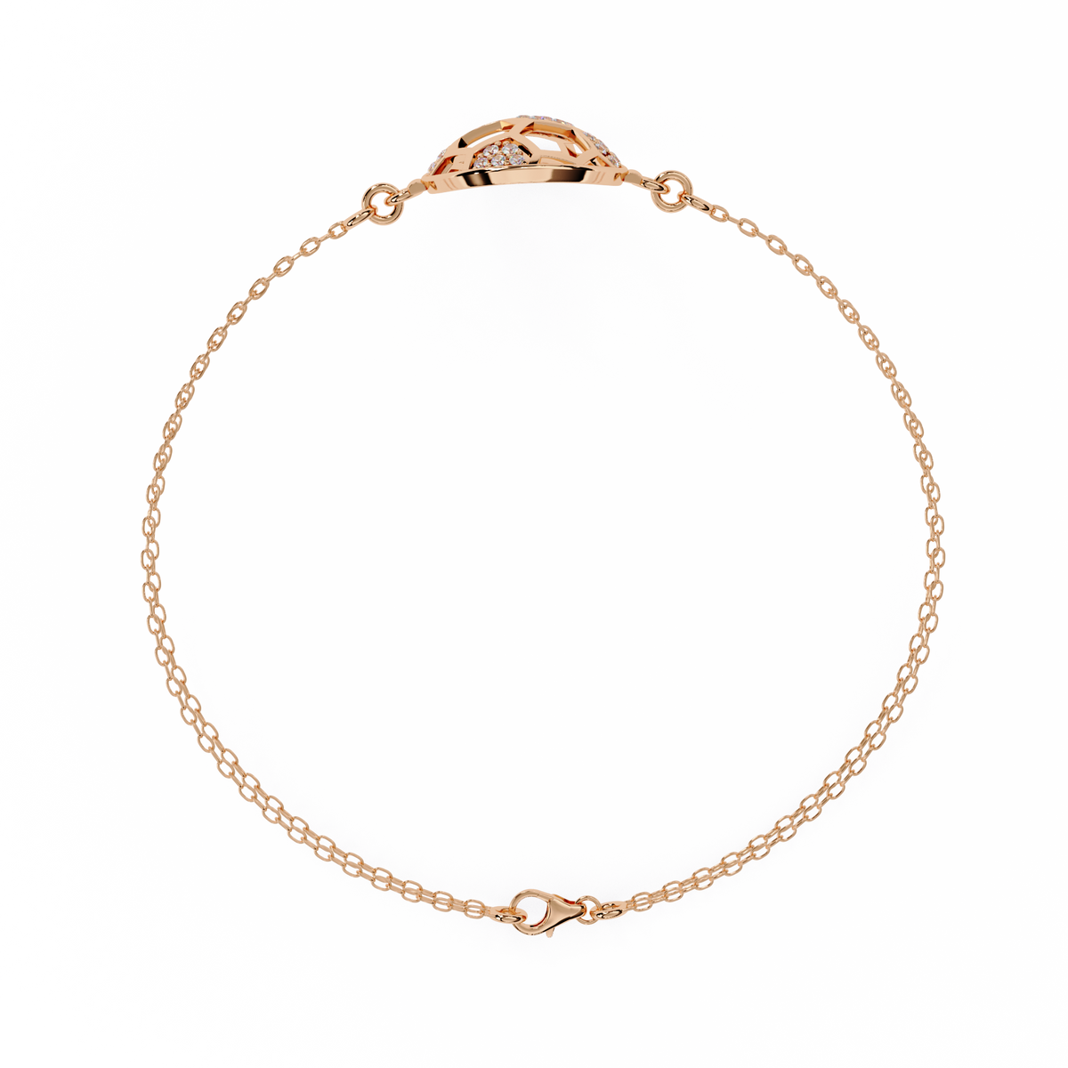1.9 CTW round diamond circular geometric bracelet Rose Gold view 9 - Lunéa Paris