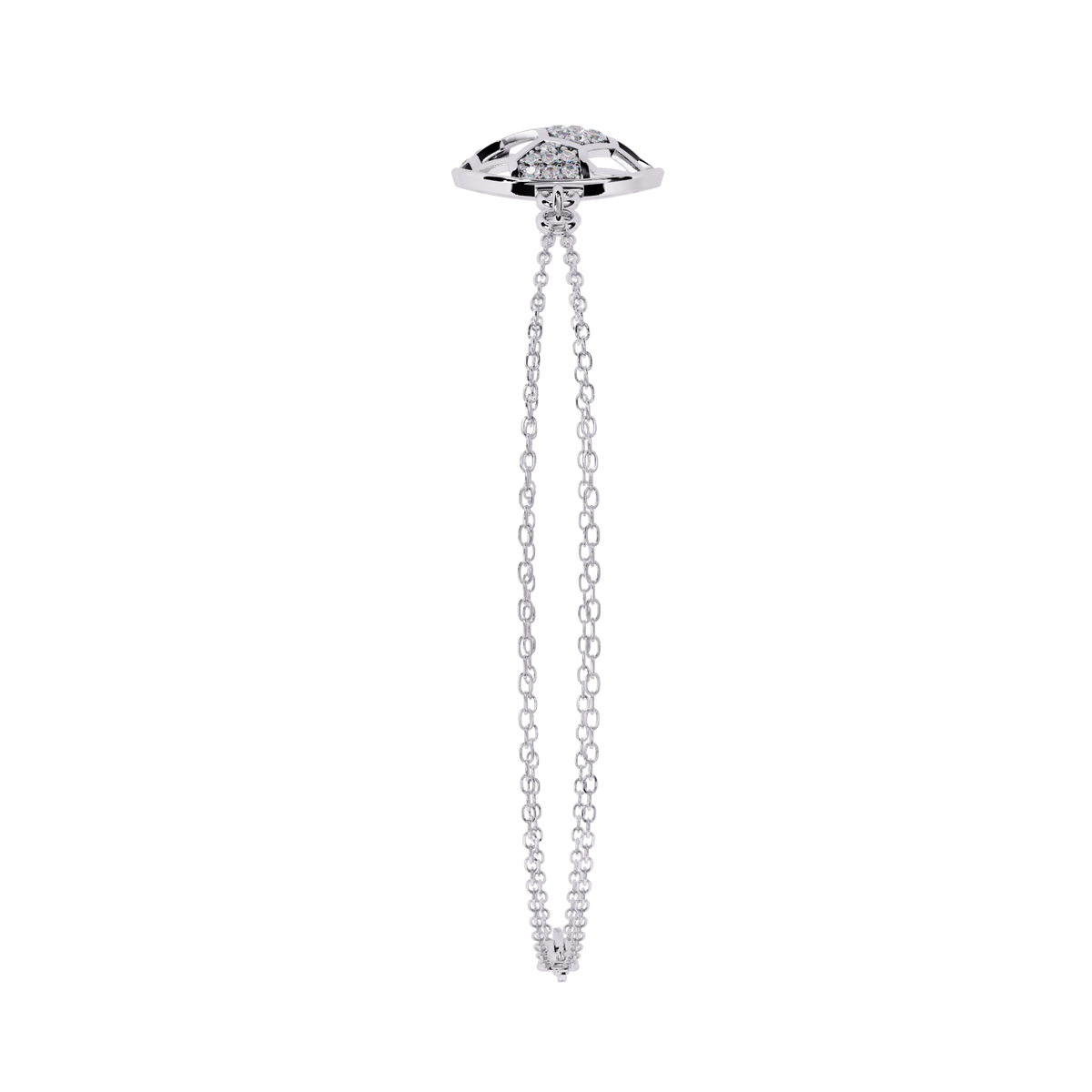 1.9 CTW round diamond circular geometric bracelet White Gold view 11 - Lunéa Paris