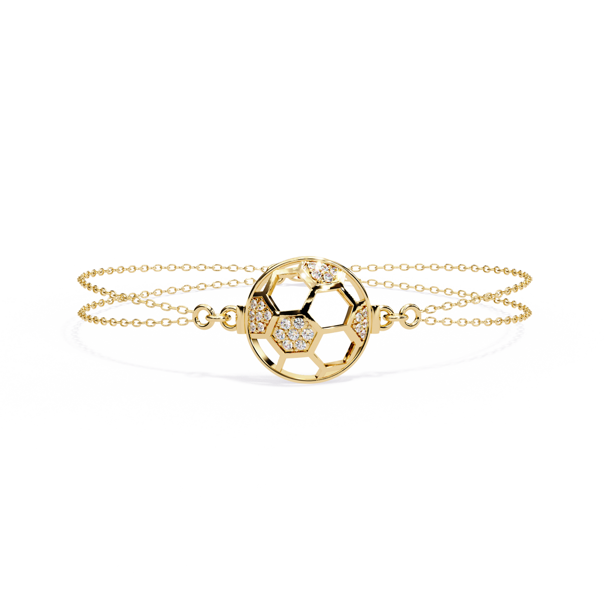 1.9 CTW round diamond circular geometric bracelet Yellow Gold view 1 - Lunéa Paris
