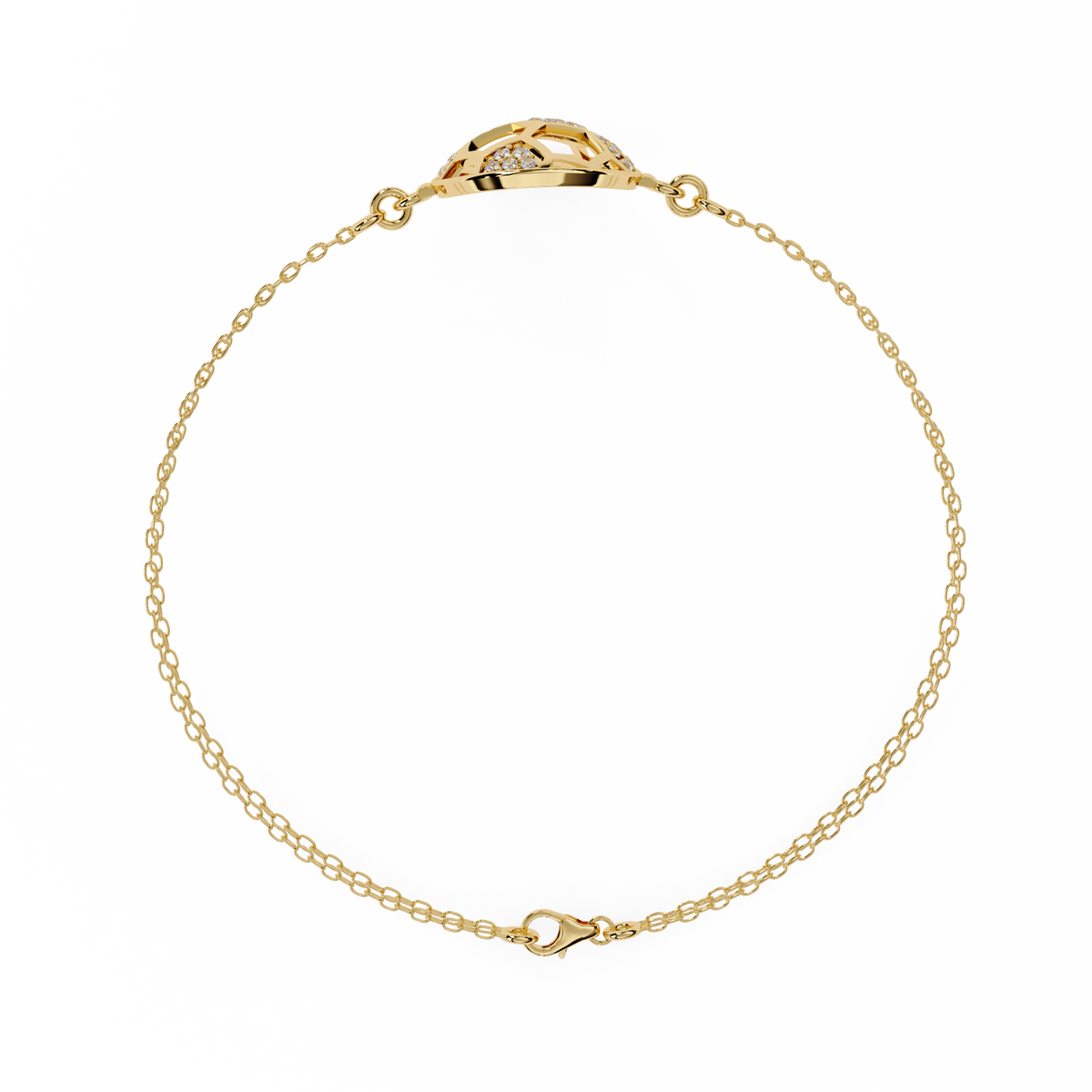 1.9 CTW round diamond circular geometric bracelet Yellow Gold view 7 - Lunéa Paris