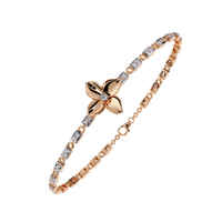 0.4 CTW Floral Round Diamond Link Bracelet Rose Gold CAD view 14 - Lunéa Paris