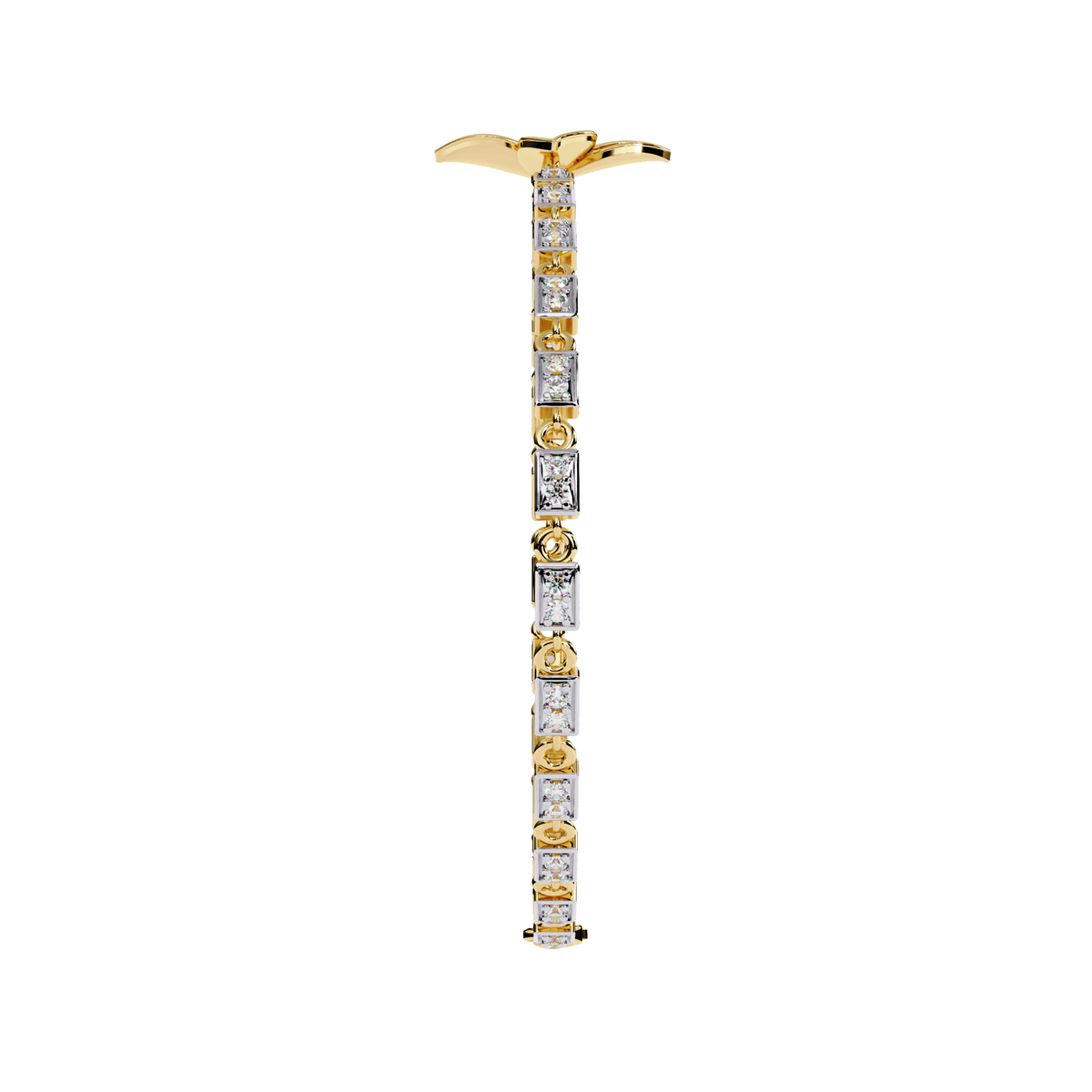 0.4 CTW Floral Round Diamond Link Bracelet Rose Gold CAD view 6 - Lunéa Paris
