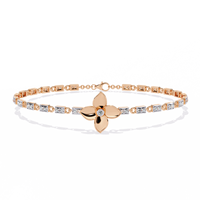 0.4 CTW Floral Round Diamond Link Bracelet Rose Gold CAD view 9 - Lunéa Paris