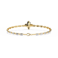 0.4 CTW Floral Round Diamond Link Bracelet White Gold CAD view 11 - Lunéa Paris