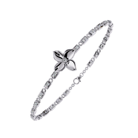 0.4 CTW Floral Round Diamond Link Bracelet White Gold CAD view 16 - Lunéa Paris