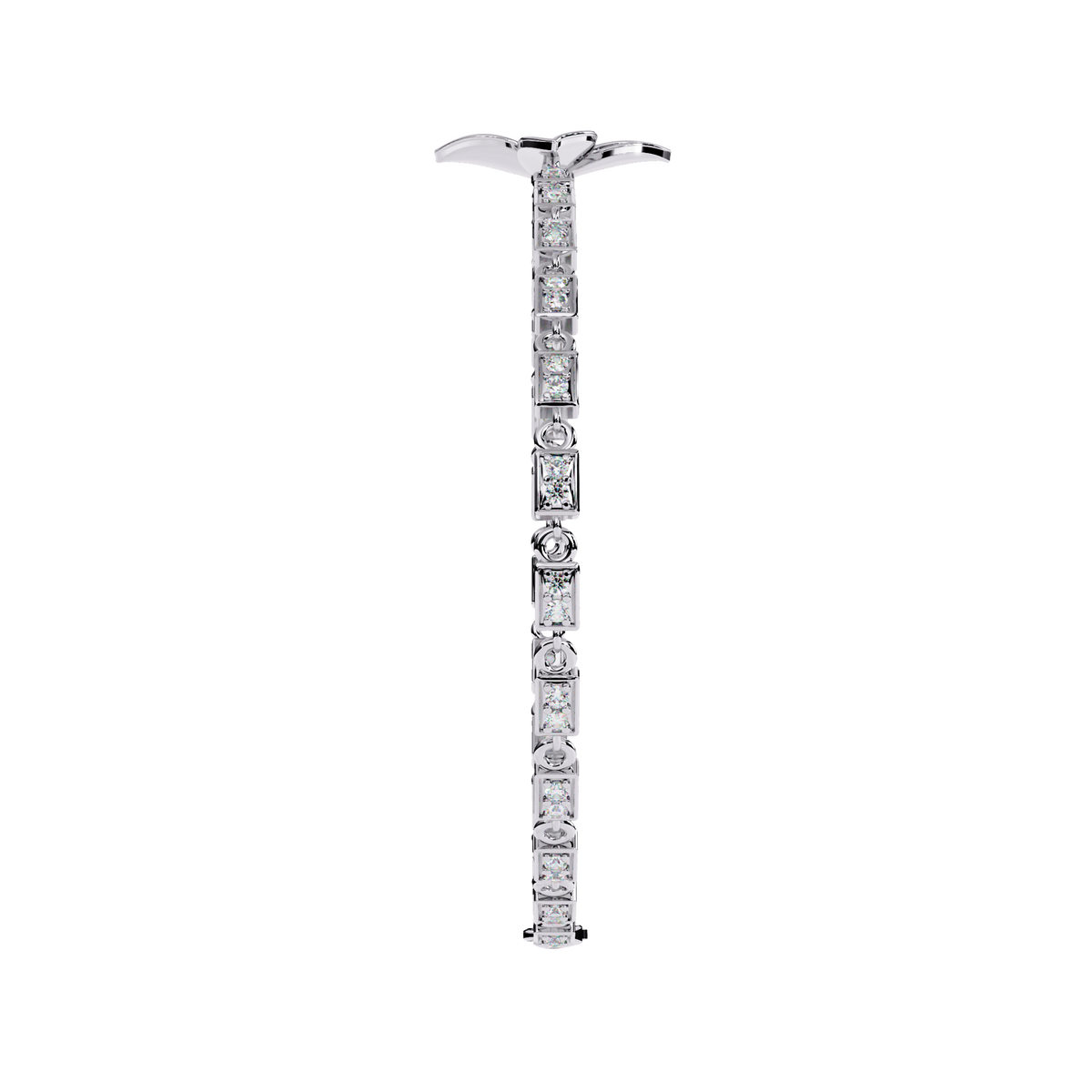 0.4 CTW Floral Round Diamond Link Bracelet White Gold CAD view 7 - Lunéa Paris