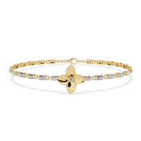 0.4 CTW Floral Round Diamond Link Bracelet Yellow Gold CAD view 10 - Lunéa Paris