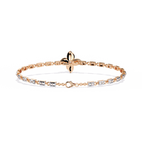 0.4 CTW Floral Round Diamond Link Bracelet Yellow Gold CAD view 13 - Lunéa Paris