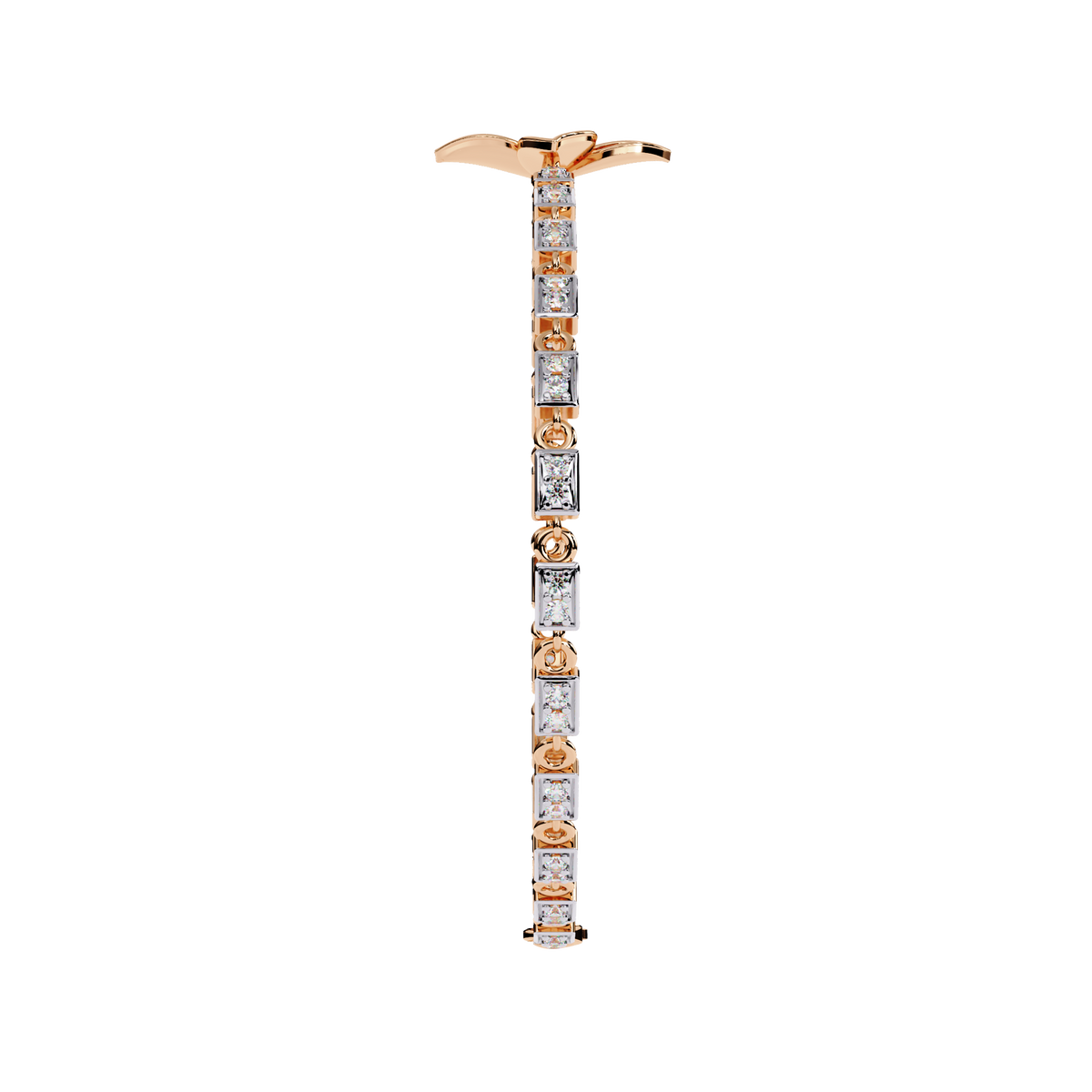 0.4 CTW Floral Round Diamond Link Bracelet Yellow Gold CAD view 5 - Lunéa Paris
