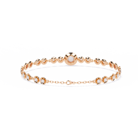 Round diamond bezel-station tennis bracelet in Rose Gold, view 9 – Lunéa Paris