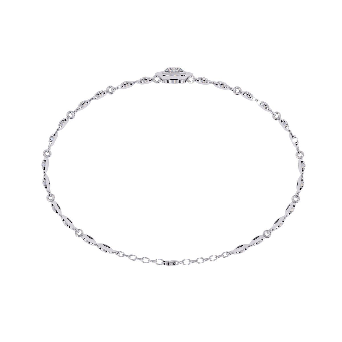 Round diamond bezel-station tennis bracelet in White Gold, view 11 – Lunéa Paris