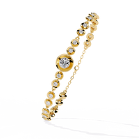 Round diamond bezel-station tennis bracelet in Yellow Gold, view 13 – Lunéa Paris
