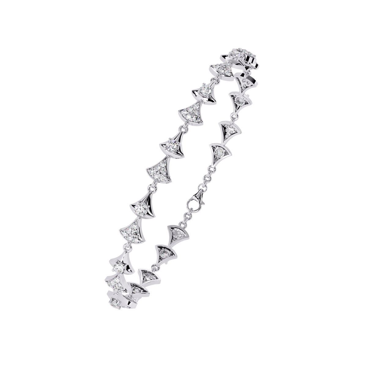 1.3 CTW geometric floral diamond tennis bracelet, original CAD view 11 – Lunéa Paris