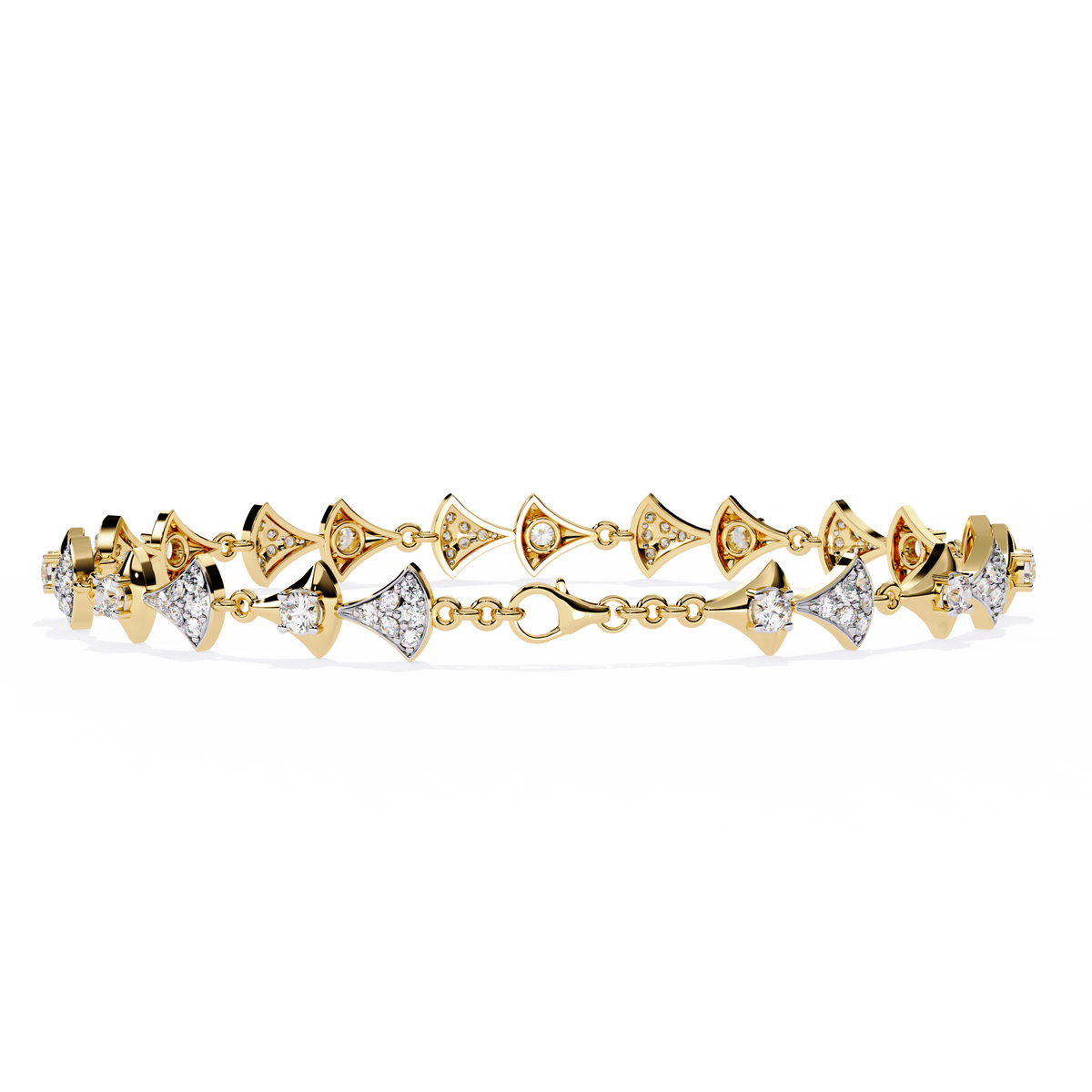 1.3 CTW geometric floral diamond tennis bracelet, original CAD view 15 – Lunéa Paris