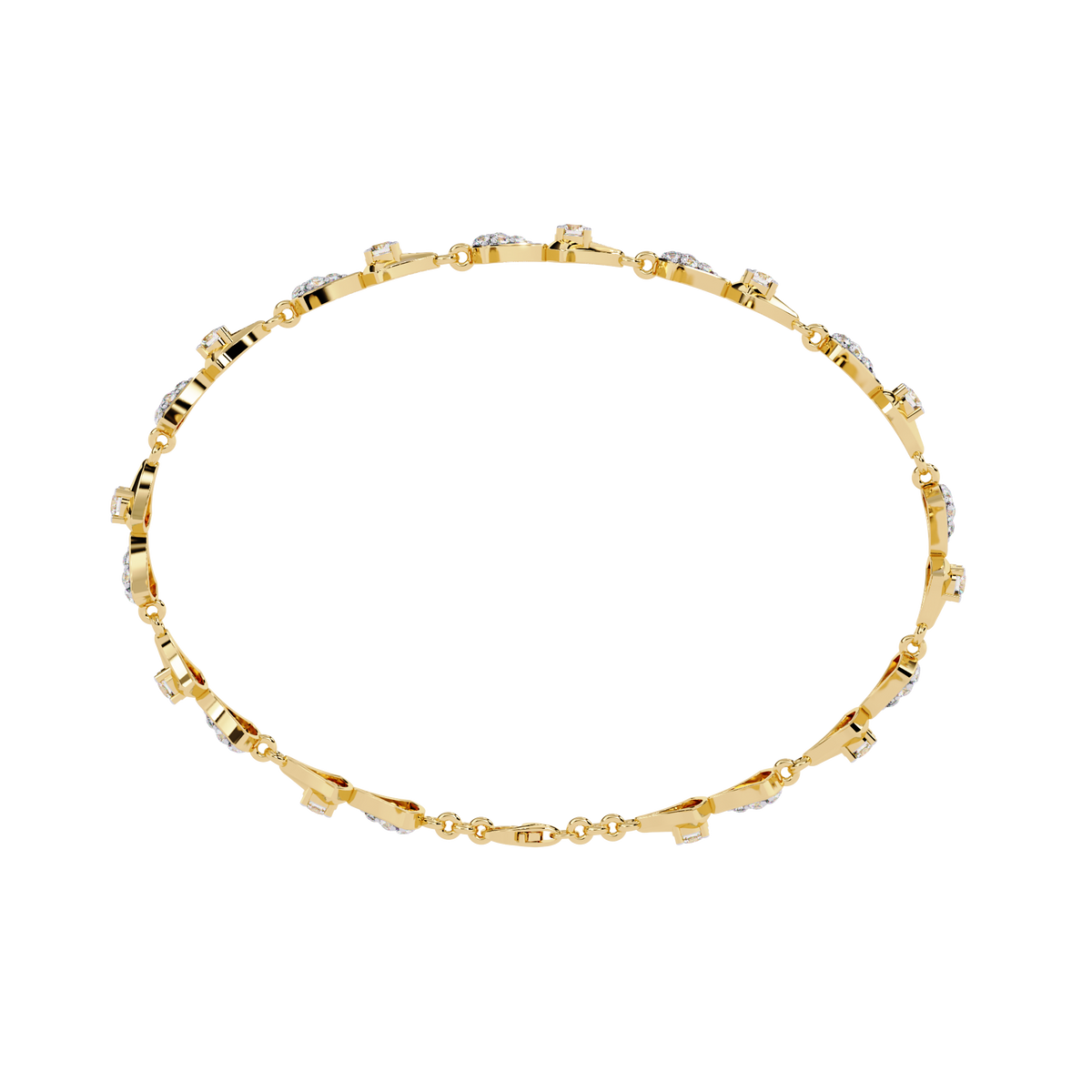 1.3 CTW geometric floral diamond tennis bracelet, original CAD view 2 – Lunéa Paris