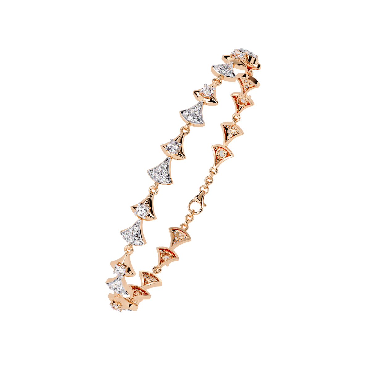 1.3 CTW geometric floral diamond tennis bracelet, original CAD view 12 – Lunéa Paris