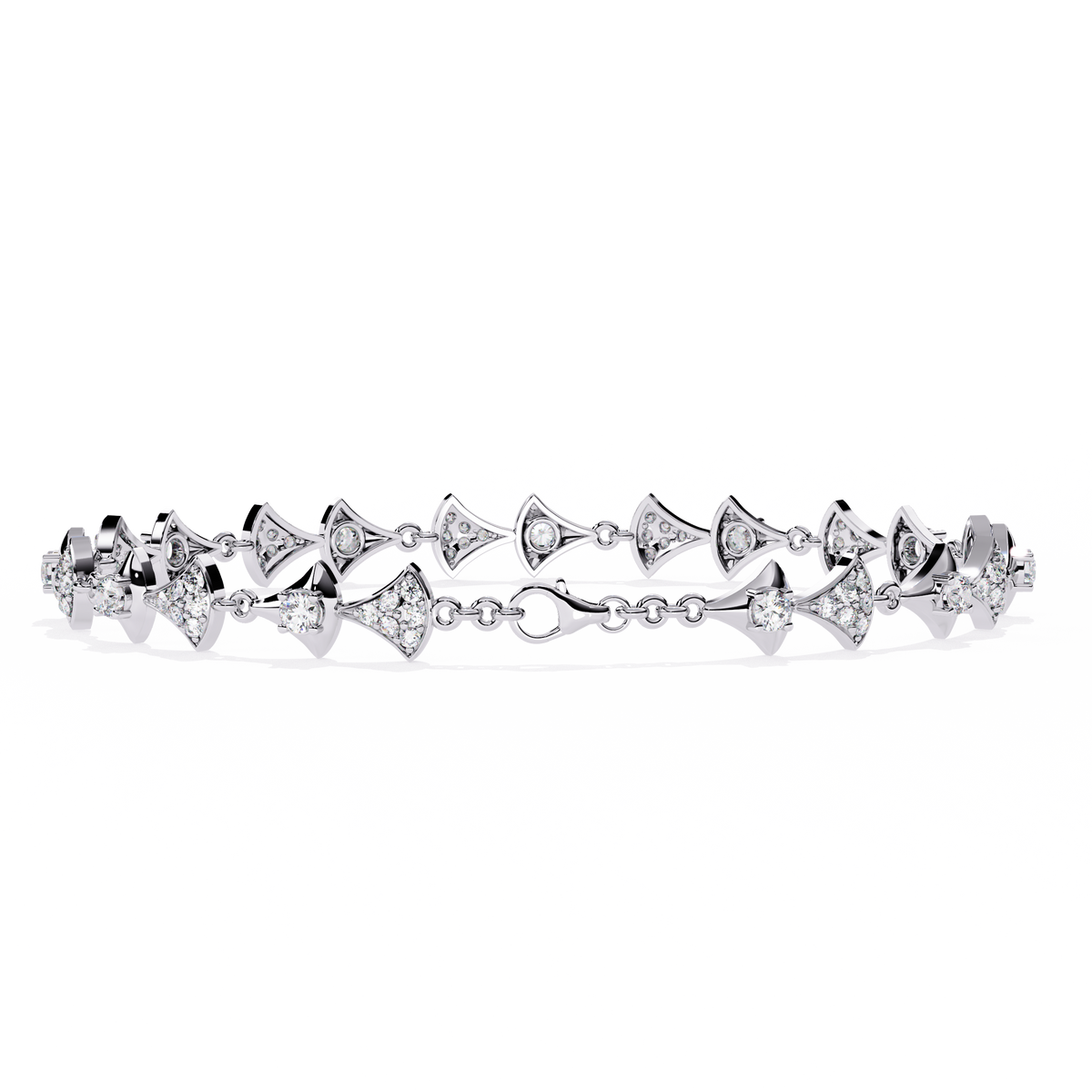 1.3 CTW geometric floral diamond tennis bracelet, original CAD view 14 – Lunéa Paris