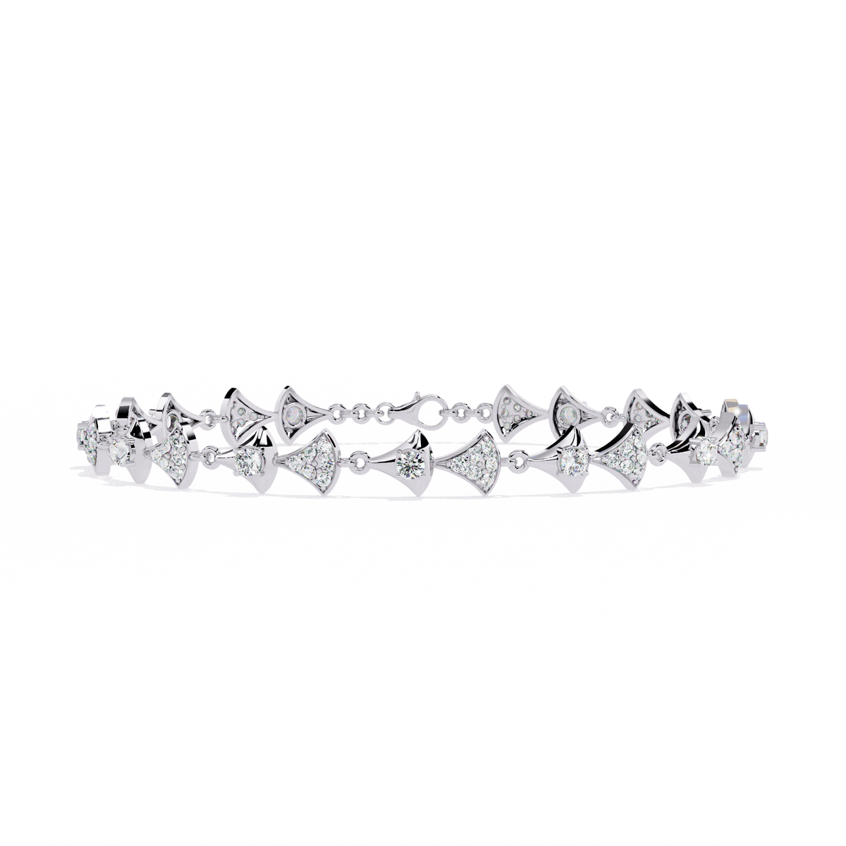 1.3 CTW geometric floral diamond tennis bracelet, original CAD view 5 – Lunéa Paris