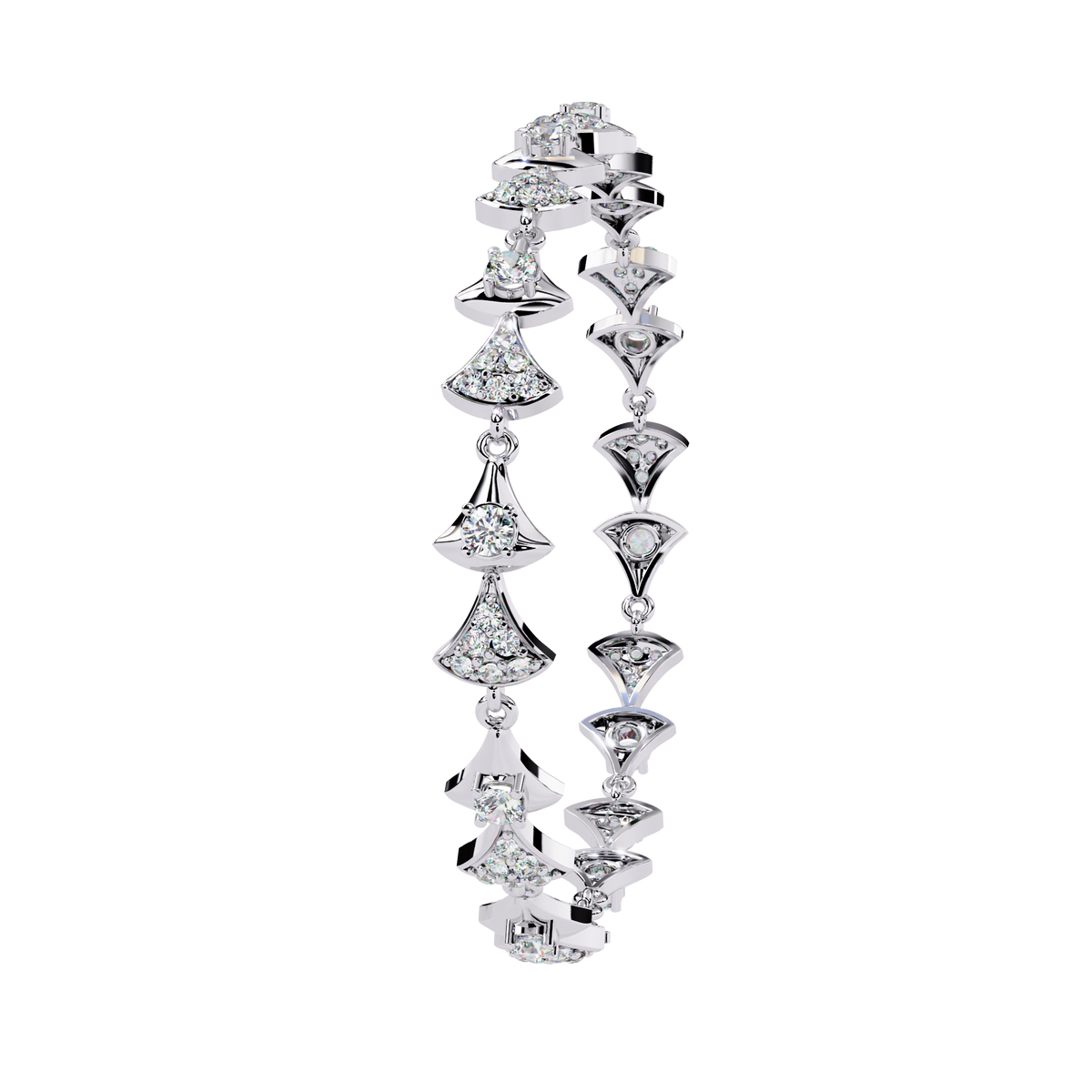 1.3 CTW geometric floral diamond tennis bracelet, original CAD view 8 – Lunéa Paris