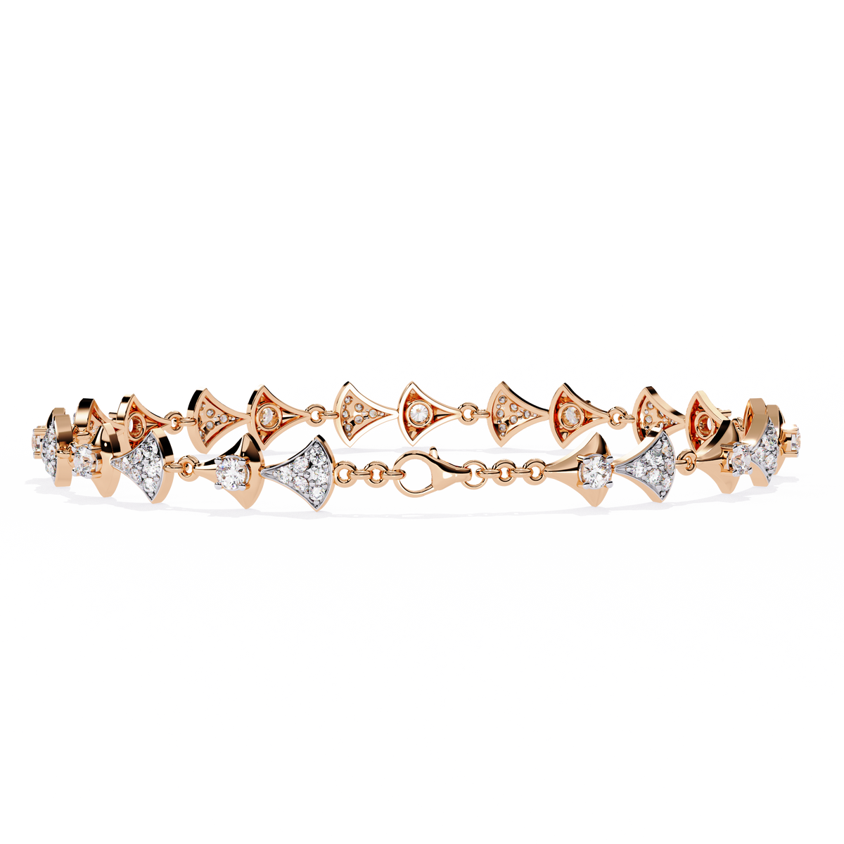 1.3 CTW geometric floral diamond tennis bracelet, original CAD view 13 – Lunéa Paris