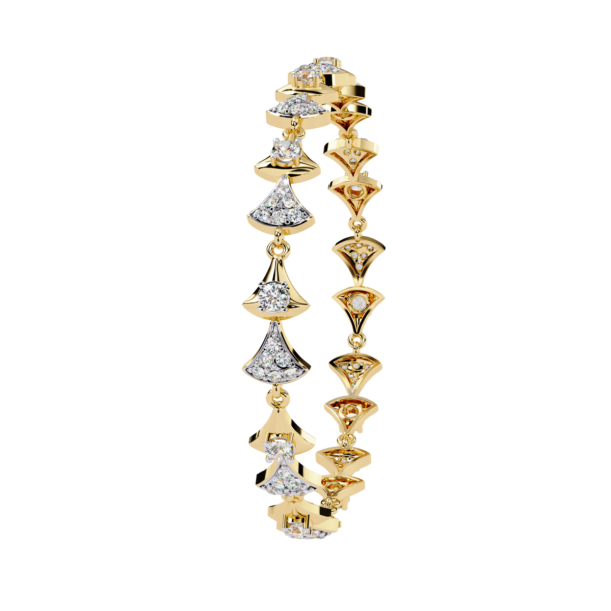 1.3 CTW geometric floral diamond tennis bracelet, original CAD view 9 – Lunéa Paris