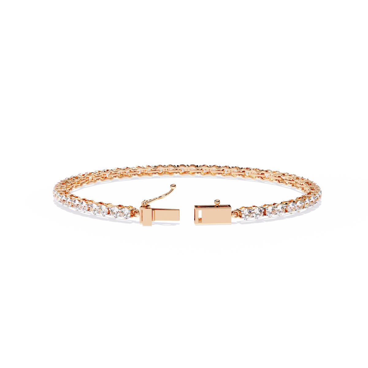 4.0 CTW Round Diamond Tennis Bracelet in Rose Gold, view 12