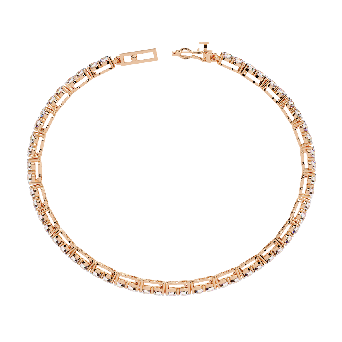 4.0 CTW Round Diamond Tennis Bracelet in Rose Gold, view 3