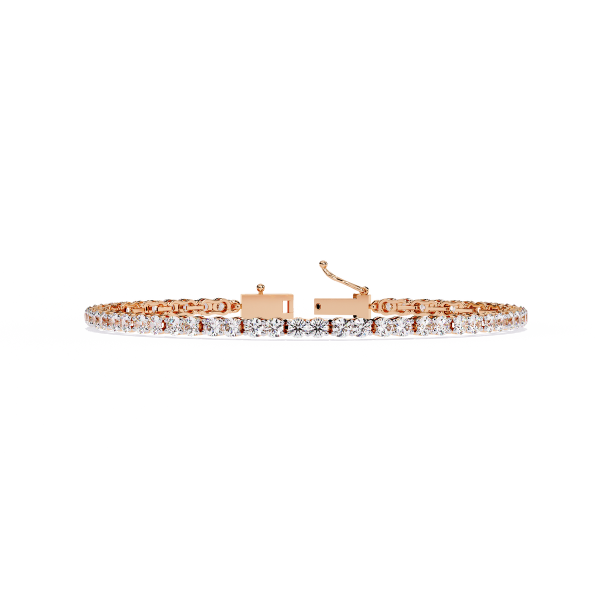 4.0 CTW Round Diamond Tennis Bracelet in Rose Gold, view 9
