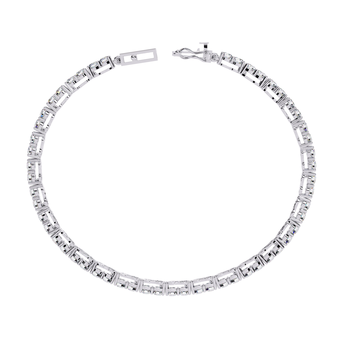4.0 CTW Round Diamond Tennis Bracelet in White Gold, view 2