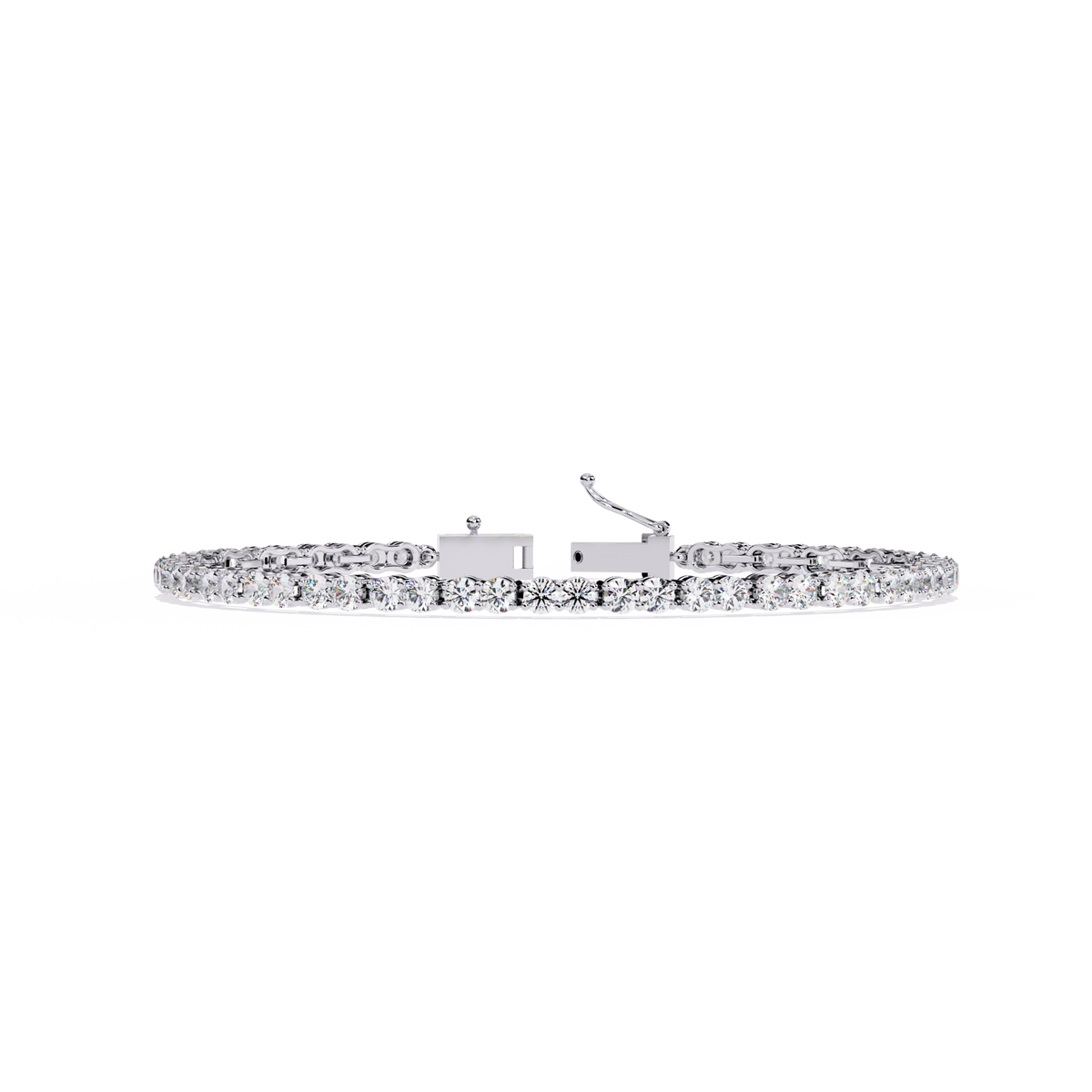 4.0 CTW Round Diamond Tennis Bracelet in White Gold, view 8