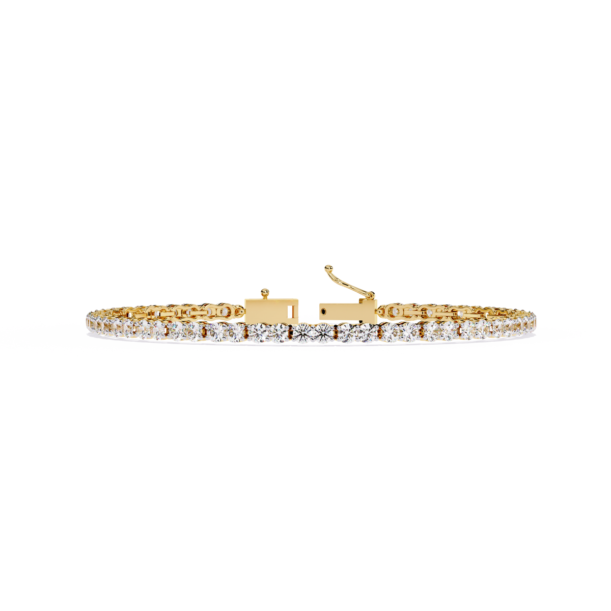 4.0 CTW Round Diamond Tennis Bracelet in Yellow Gold, view 7