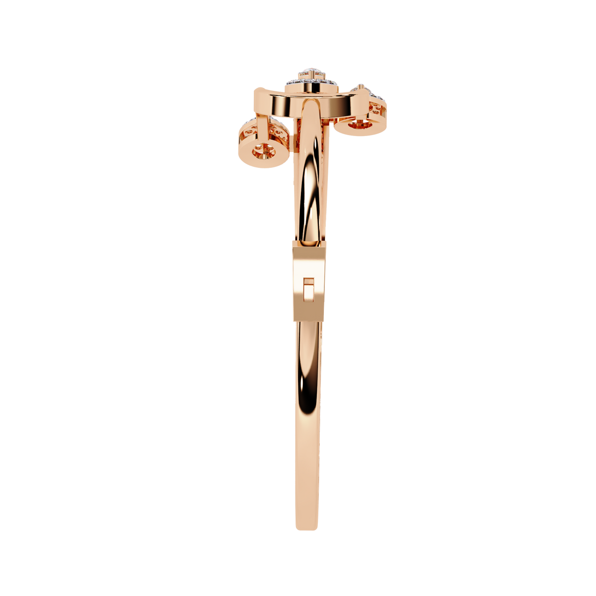 0.7 CTW Pear-Motif Diamond Bangle Rose Gold front and detail view 10