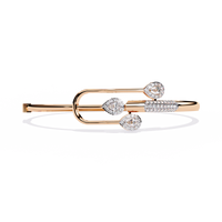0.7 CTW Pear-Motif Diamond Bangle Rose Gold front and detail view 3