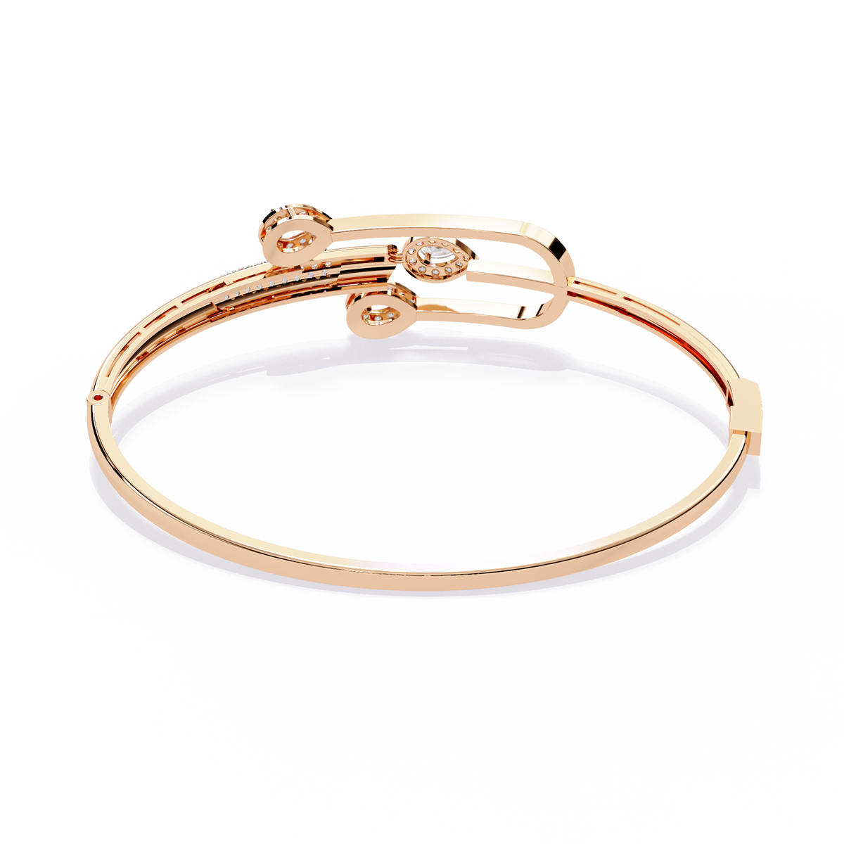 0.7 CTW Pear-Motif Diamond Bangle Rose Gold front and detail view 4