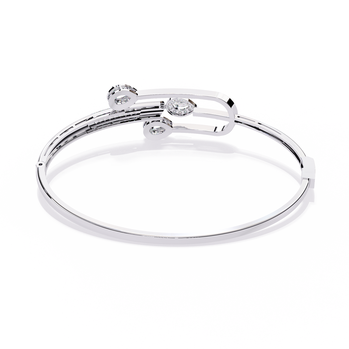 0.7 CTW Pear-Motif Diamond Bangle White Gold front and detail view 5