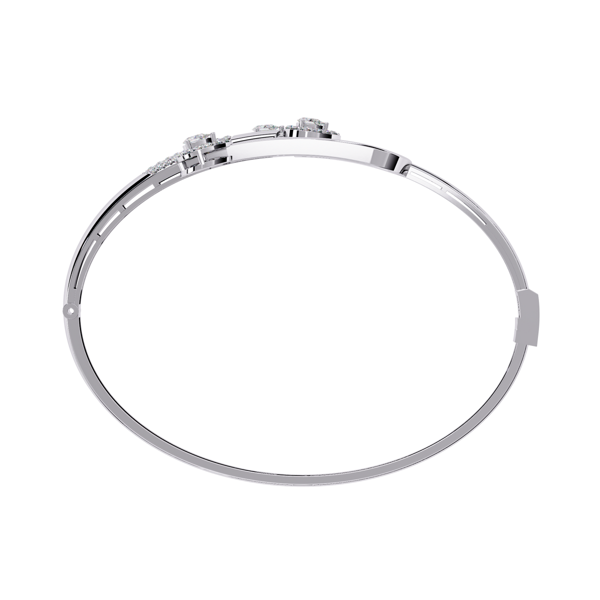 0.7 CTW Pear-Motif Diamond Bangle White Gold front and detail view 7