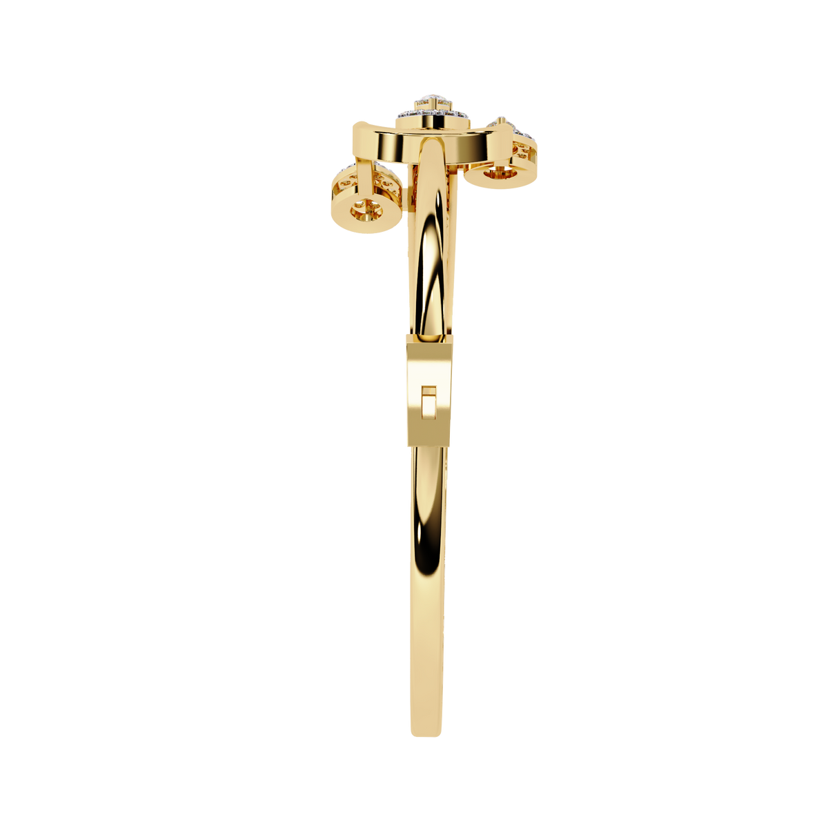 0.7 CTW Pear-Motif Diamond Bangle Yellow Gold front and detail view 12