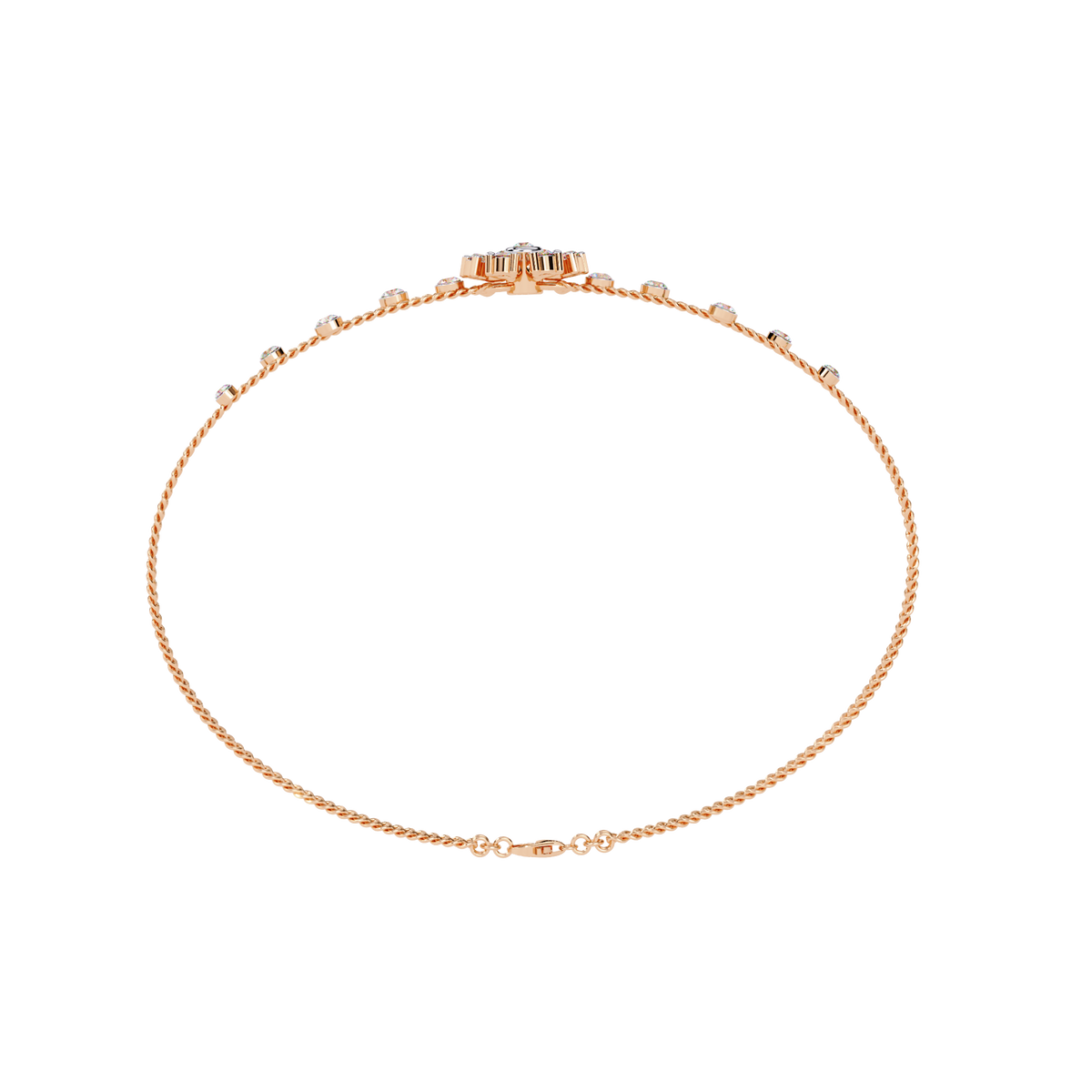 0.5 CTW Floral Diamond Multi-Chain Bracelet Rose Gold view 9