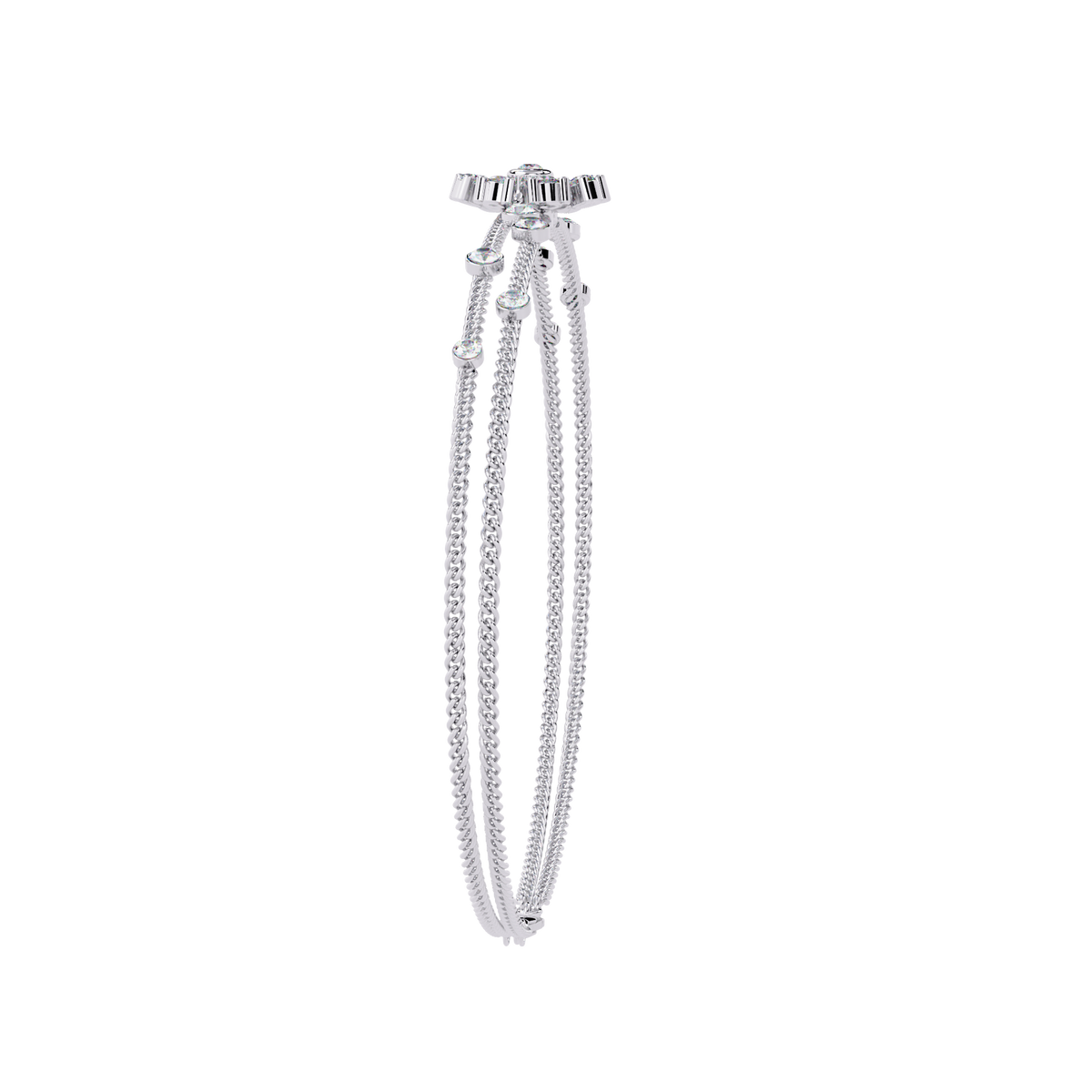 0.5 CTW Floral Diamond Multi-Chain Bracelet White Gold view 11