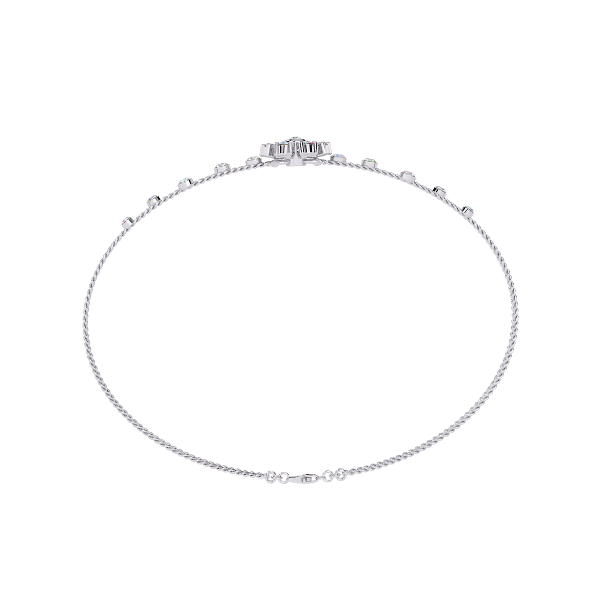 0.5 CTW Floral Diamond Multi-Chain Bracelet White Gold view 8