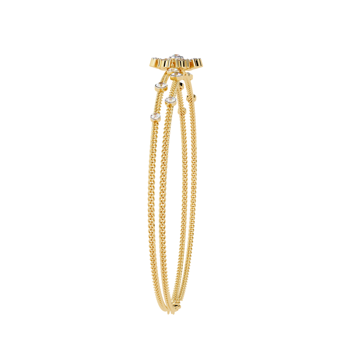 0.5 CTW Floral Diamond Multi-Chain Bracelet Yellow Gold view 12