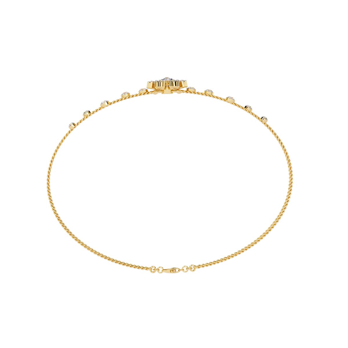 0.5 CTW Floral Diamond Multi-Chain Bracelet Yellow Gold view 7